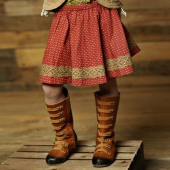 MUSTARD PIE • Girls 4  • Ruffle Victorian Boho Top • Brown Ruffle Swing Skirt - Picture 12 of 12